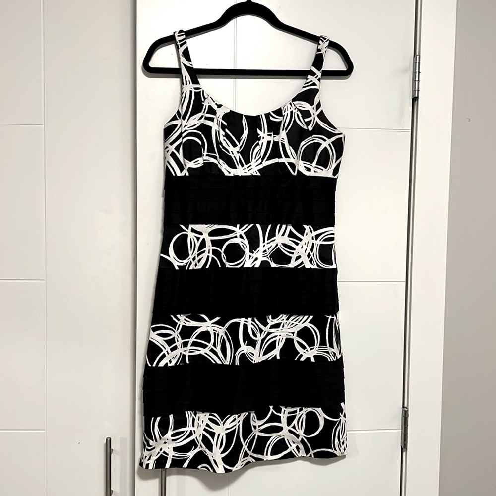 Black and white SL Fashions mini dress